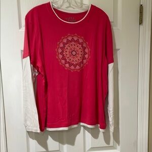 Elle Women's Pink and White Long Sleeve Top